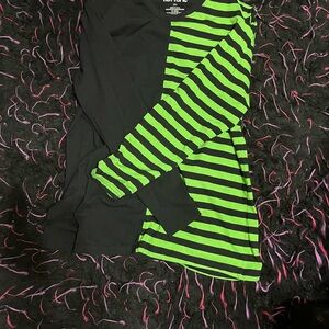 Hot Topic Black and Green Striped Tee